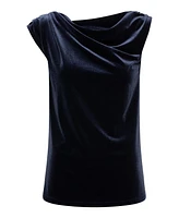 Olsen Women's Sleeveless Velvet Drape Neck Shell