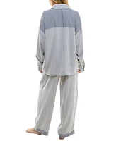 Roudelain Women's 2-Pc. Brushed Flannel Striped Pajamas Set