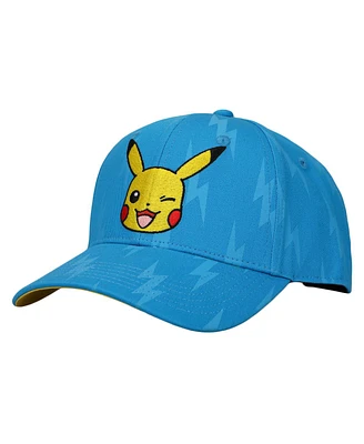 Pokemon Pikachu Winking Face Men's Blue Baseball Cap