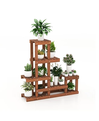 Slickblue 6 Tier Wood Plant Stand with High Low Structure