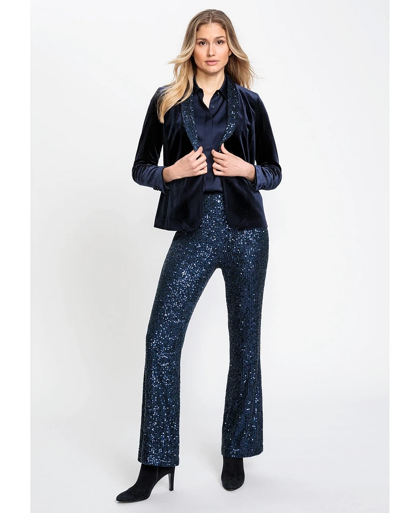 Olsen Women's Mona Fit Bootcut Leg Allover Sequin PullOn Pant