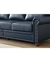 Streamdale Furniture Living Room Sofa with Storage Sofa 1+2+3 Sectional Navy Blue Faux Leather