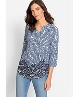 Olsen Women's 3/4 Sleeve Printed Tunic Tshirt