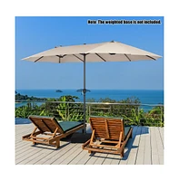 15 Feet Patio Double-Sided Umbrella with Hand-Crank System