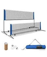 Slickblue Adjustable Badminton Net Stand with Portable Carry Bag