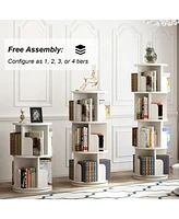 gaomon 4-Tier Rotating Corner Bookshelf, Wood Floor Standing Bookcase Display Storage Rack