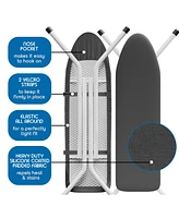 Clara Clark 3 Piece Ironing Organizer Set - Board & Iron Holder T&V Shaped Wall & Over The Door Mounted - Iron Rest - Ironing Board Cover