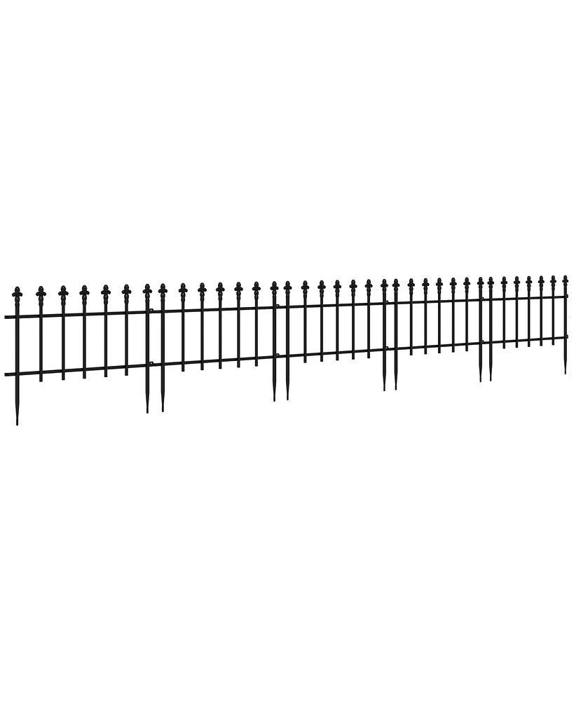 Outsunny 9.2' Garden Fence Steel Border Flower Edging, Pack of 5, White