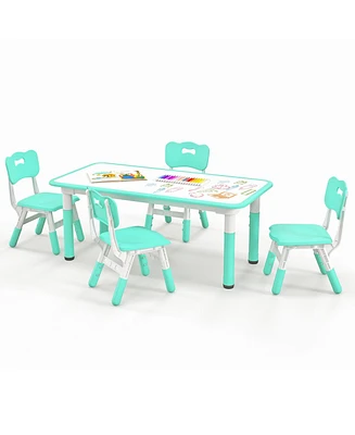 Slickblue Kids Table and Chairs Set of 4 with Graffiti Desktop