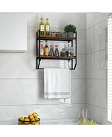 Slickblue Over the Toilet Shelf Wall Mounted with Metal Frame for Bathroom