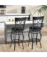 Set of 2 30 Inch Bar Stool with Backrest and Footrest