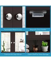 Sugift Bathroom Wall Mount Mirror Cabinet Organizer