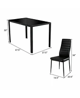 Sugift 5 Pieces Metal Frame and Glass Tabletop Dining Set