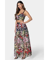 bebe Women's Floral Embroidered Two Piece Set