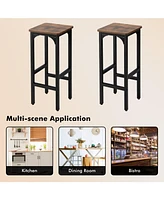 2 Pieces 28 Inch Dining Bar Chair Set with Footrest and Adjustable Pads