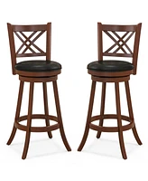 Sugift 360° Swivel Upholstered Barstools Set of 2 with Back and Footrest