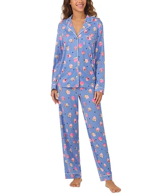 Cuddl Duds Women's 2-Pc. Printed Long-Sleeve Pajamas Set