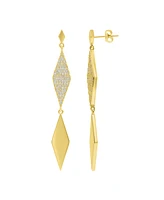 Adornia Gold Long Crystal Diamond-Shaped Drop Earrings