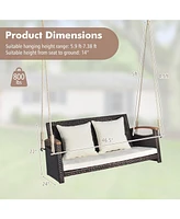 Sugift 2-Person Patio Rattan Porch Swing
