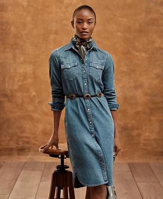 Lauren Ralph Women's Belted Denim Shirt Dress, Regular & Petite