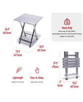 Mondawe Compact Silver Multifunctional Folding Camping Stool/Table