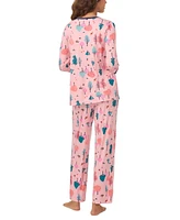 Cuddl Duds Women's 2-Pc. Printed 3/4-Sleeve Pajamas Set