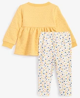 First Impressions Baby Girls Quilted Tunic & Floral-Print Leggings, 2 Piece Set, Created for Macy's