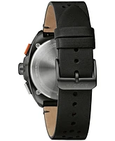 Bulova Men's Chronograph Racer Black Leather Strap Watch 42mm