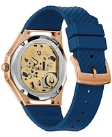 Bulova Women's Marc Anthony Curv Diamond Accent Blue Silicone Strap Watch 41mm