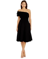 Dress the Population Women's Kristy One-Shoulder Ruffle