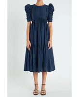 English Factory Women's Puff Sleeves Midi Dress