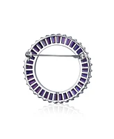 Bling Jewelry Circle Of Life Baguette Cut Cz Scarf Brooch Pin For Women 6CT Purple Cubic Zirconia 1.5 Diameter