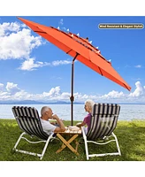 Yescom 3 Tier Patio Umbrella with Crank Handle Push to Tilt Outdoor Yard, Orange