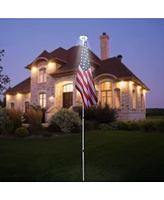 Yescom Ft Telescopic Aluminum Flag Pole Kit with Led Solar Light Us Flag Outdoor