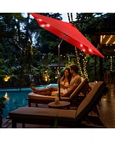 2Pcs 10x6.5' Rectangle Aluminum Solar Powered Patio Umbrella w/ Led Crank Tilt Poolside