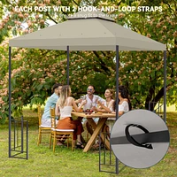 Yescom 10x10Ft Gazebo Top Replacement 2 Tier Pu Water Resistance Outdoor Canopy Cover Patio Garden Outdoor Party Gray