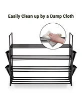 4 Tier Metal Shoe Rack Shelf 16 Pairs Free Standing Storage Organizer Holder Home Entryway