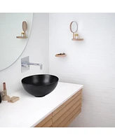 Yescom Aquaterior 12" Mini Bathroom Round Bowl Shaped Sink Countertop Ceramic Basin with Pop up Drain Black