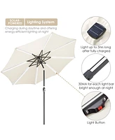 Yescom 10ft Solar Led Patio Umbrella Outdoor Yard Parasol Pool Sunshade Tilt with Crank