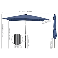 Yescom 10x6.5 Ft Solar Powered Patio Umbrella with Tilt and Crank Outdoor Poolside Yard