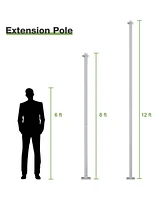 8 Ft Sun Shade Sail Pole Post Canopy Awning Deck Patio Backyard with Pole Bracket Clamp Powder Patio Outdoor 96" Silver