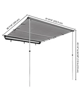 8.2x7.6 ft Car Side Awning Rooftop with Led Light Pull Out Tent Shelter Camping