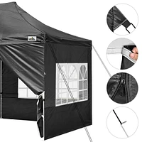 10x20FT Canopy Wedding Party Tent Pop Up Folding Gazebo Outdoor w/ 4 Sidewalls & Bag Black