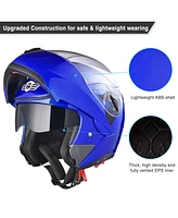 Ahr Run-m Full Face Flip up Modular Motorcycle Helmet Dot Approve Dual Visor Motocross Matt Black Xl