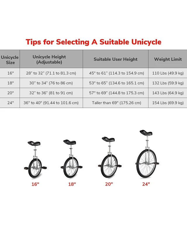Yescom 20 In Wheel Outdoor Unicycle Leakproof Butyl Tire Circus