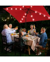 Yescom 10 x 6.5' Solar Led Rectangle Patio Market Umbrella w/ Crank Tilt Beach Pool Outdoor