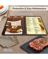 30pc Menu Cover 8.5x14 2 Page 4 View Double Fold Black Trimmer Pvc Deli Food