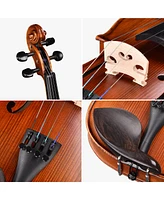 Yescom Solid Wood Violin 4/4 Full Set Fiddle Matte Beginner Violin Full Size with Case Shoulder Rest for Student