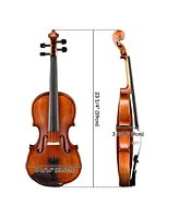 Yescom Solid Wood Violin 4/4 Full Set Fiddle Matte Beginner Violin Full Size with Case Shoulder Rest for Student