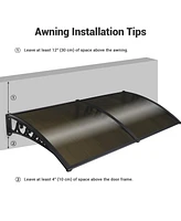 Yescom 80"x40'' Window Door Cover Awning 2 Whole Polycarbonate Hollow Sheets Porch for Uv Rain Snow Brown